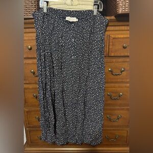 Navy and white vintage button down maxi skirt